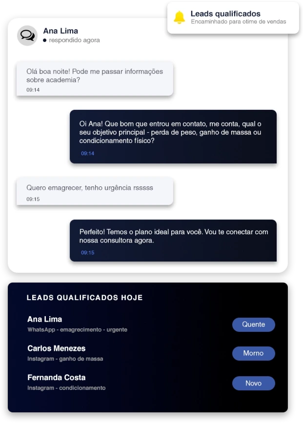 IA para atendimento automatizado no Instagram e WhatsApp.
